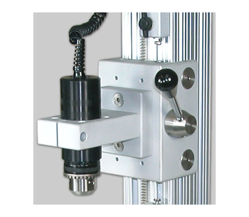 Series R50 torque sensor mounted to the model TSTM-DC motorized torque test stand. The sensor fits into this stand without the need for additional adapters.