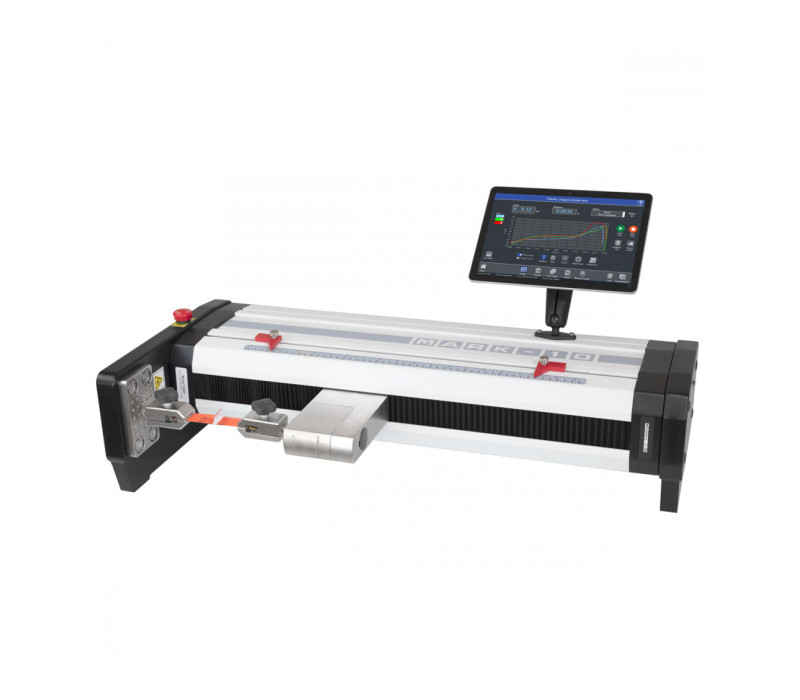 F505H Advanced Test Stand configured for peel test with two G1008 Film & Paper Grips